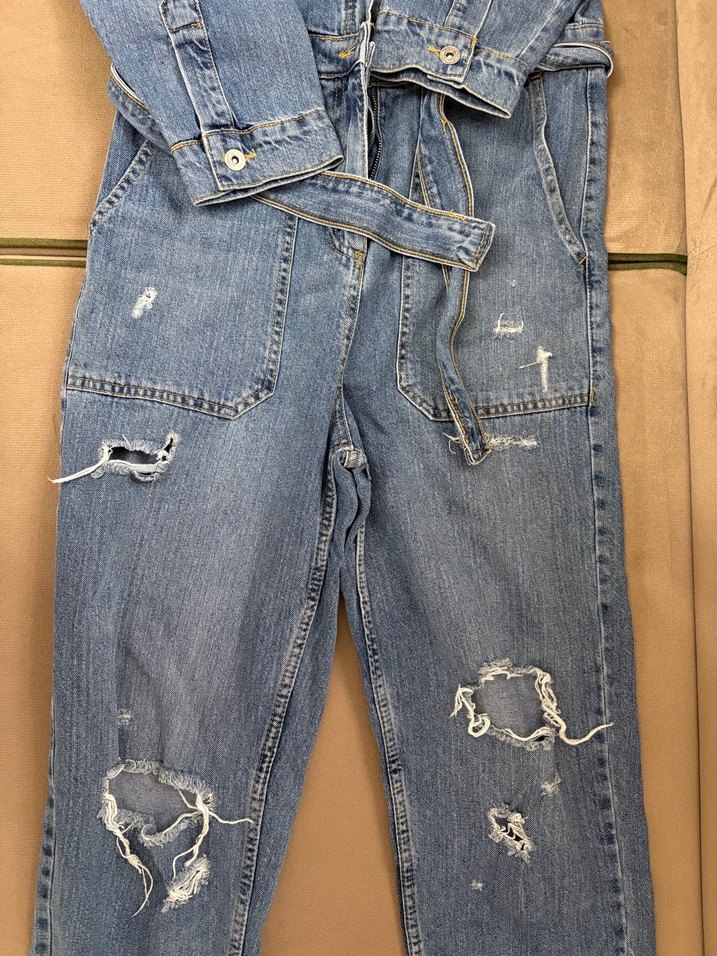 Kadın Kot Tulum Uzun Kollu Midi Boy - Görsel 4