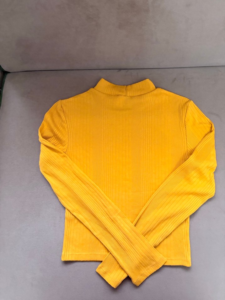 Sarı Yüksek Yakalı Kadın Sweatshirt - Görsel 3