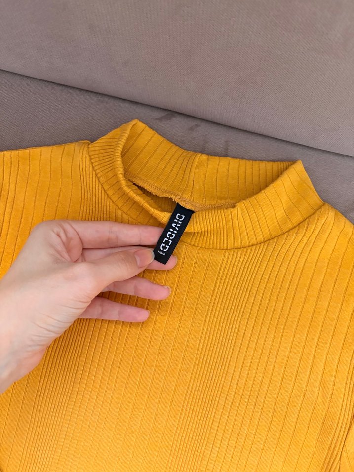 Sarı Yüksek Yakalı Kadın Sweatshirt - Görsel 2