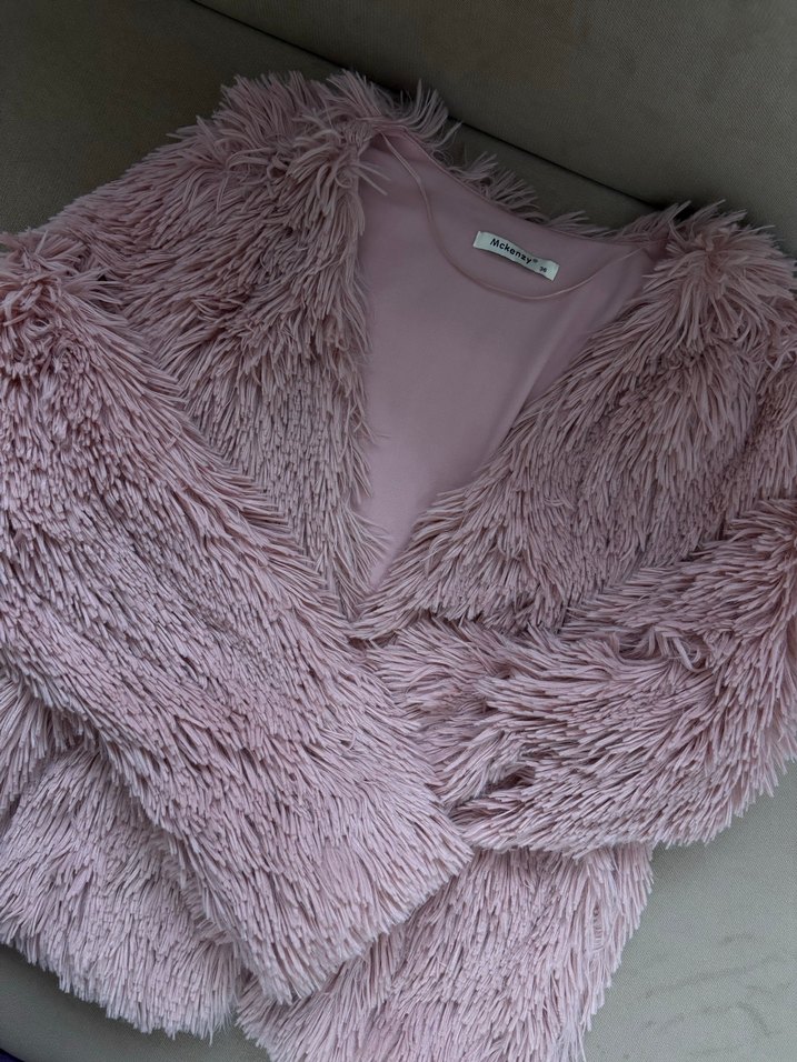 Pembe Kadın Suni Kürk Ceket - Görsel 3