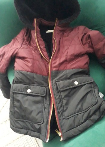 Bordo Siyah Kapüşonlu Erkek Çocuk Mont - Görsel 4