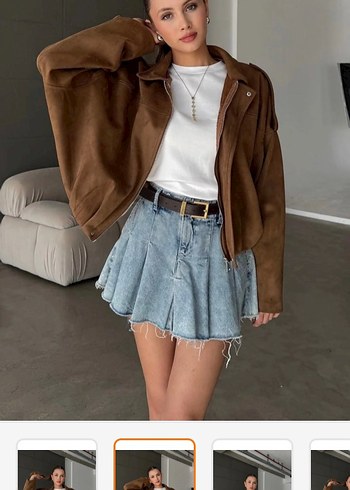 Kahverengi Süet Mini Ceket - Görsel 2