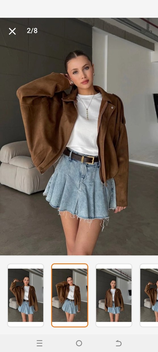 Kahverengi Süet Mini  Ceket - Görsel 2