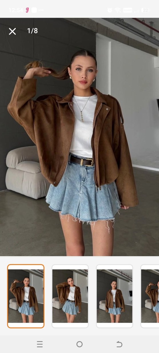 Kahverengi Süet Mini  Ceket - Görsel 3