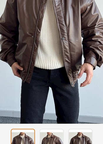 Kahverengi Deri Kemerli Erkek Ceket - Görsel 3