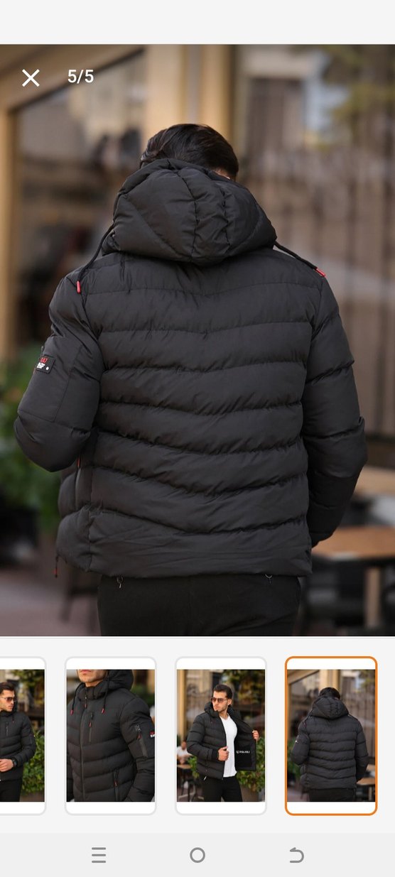 Siyah Kapüşonlu Erkek Mont - Görsel 2