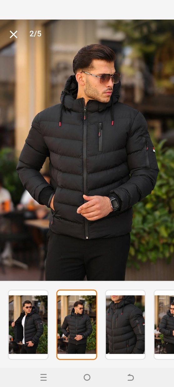 Siyah Kapüşonlu Erkek Mont - Görsel 4