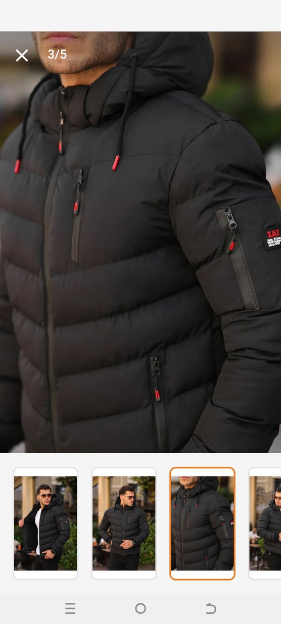 Siyah Kapüşonlu Erkek Mont - Görsel 3