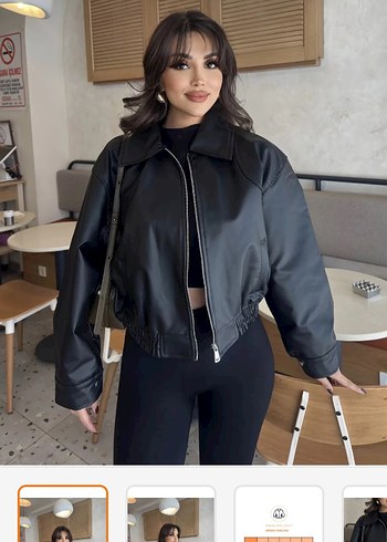 Kadın Siyah Deri Fermuarlı Ceket - Görsel 3