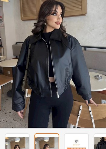 Kadın Siyah Deri Fermuarlı Ceket - Görsel 2