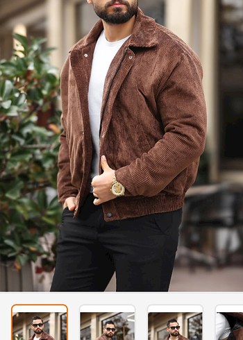 Düğmeli Kahverengi Süet Erkek Ceket - Görsel 3