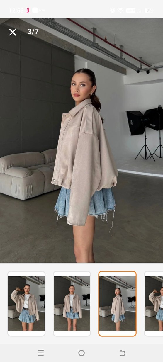 Bej Kadın Kısa suet Ceket - Görsel 2