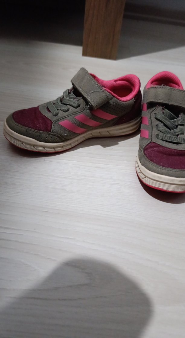 Kız Çocuk Gri-Pembe Cırtlı Spor Ayakkabı - Görsel 3