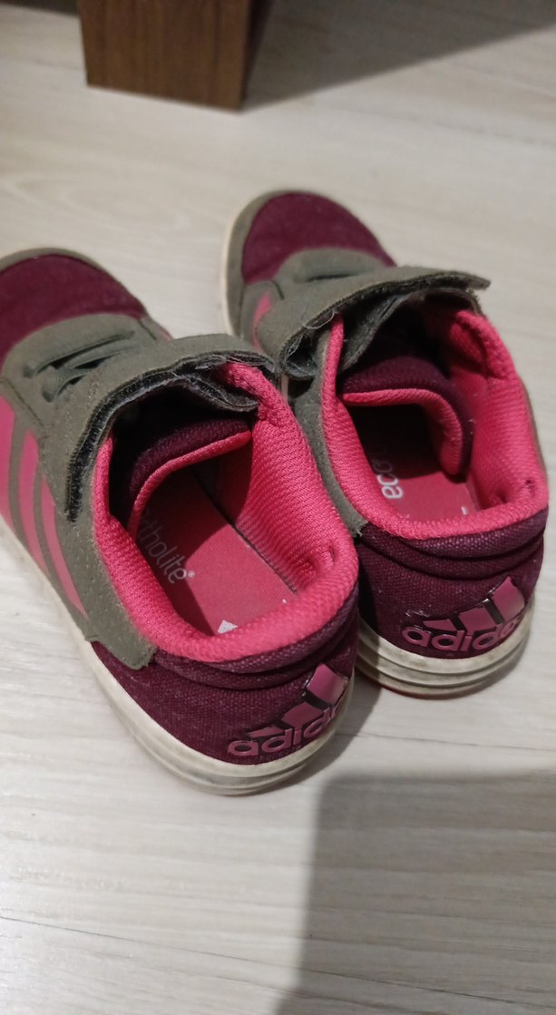 Kız Çocuk Gri-Pembe Cırtlı Spor Ayakkabı - Görsel 4