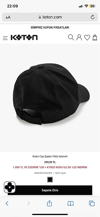 Koton Siyah kep