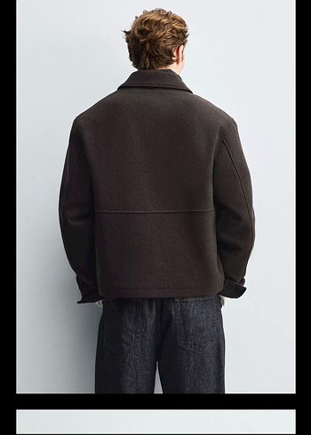 Zara Yünlü Kahverengi Ceket - Görsel 2