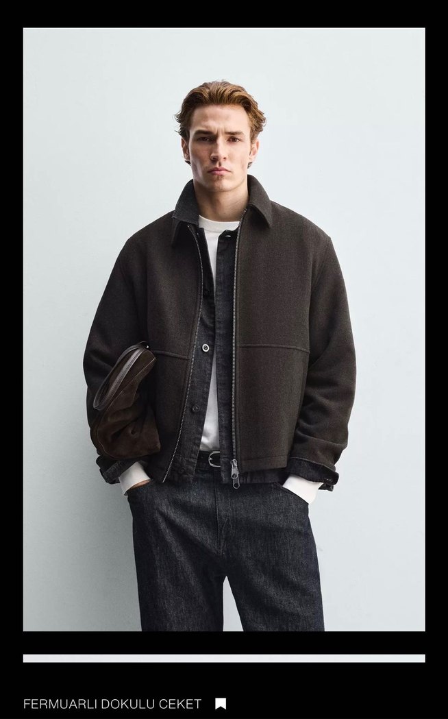 Zara Yünlü Kahverengi Ceket - Görsel 3