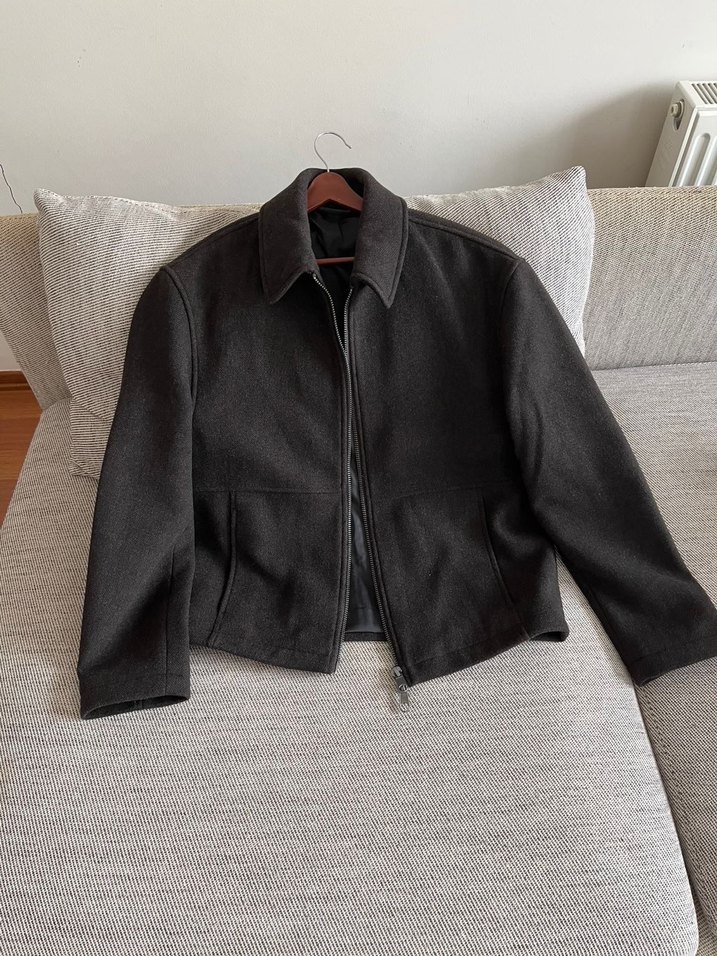 Zara Yünlü Kahverengi Ceket - Görsel 4