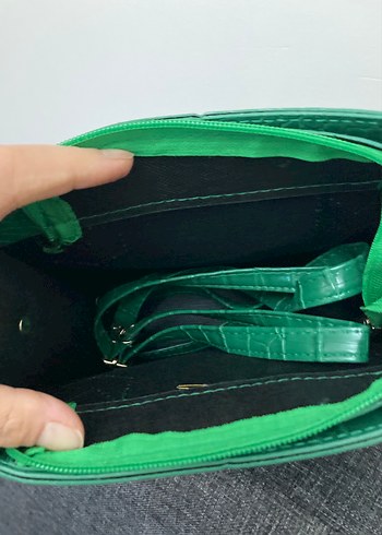 Yeşil Deri Kemerli Yılan Desenli Kadın Çanta - Görsel 2