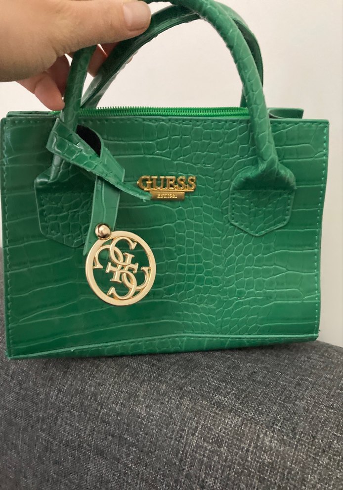 Yeşil Deri Kemerli Yılan Desenli Kadın Çanta - Görsel 3