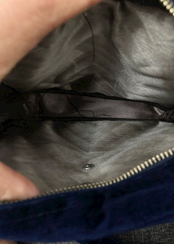 Mavi Kadife Zincir Askılı Kadın Çanta - Görsel 2