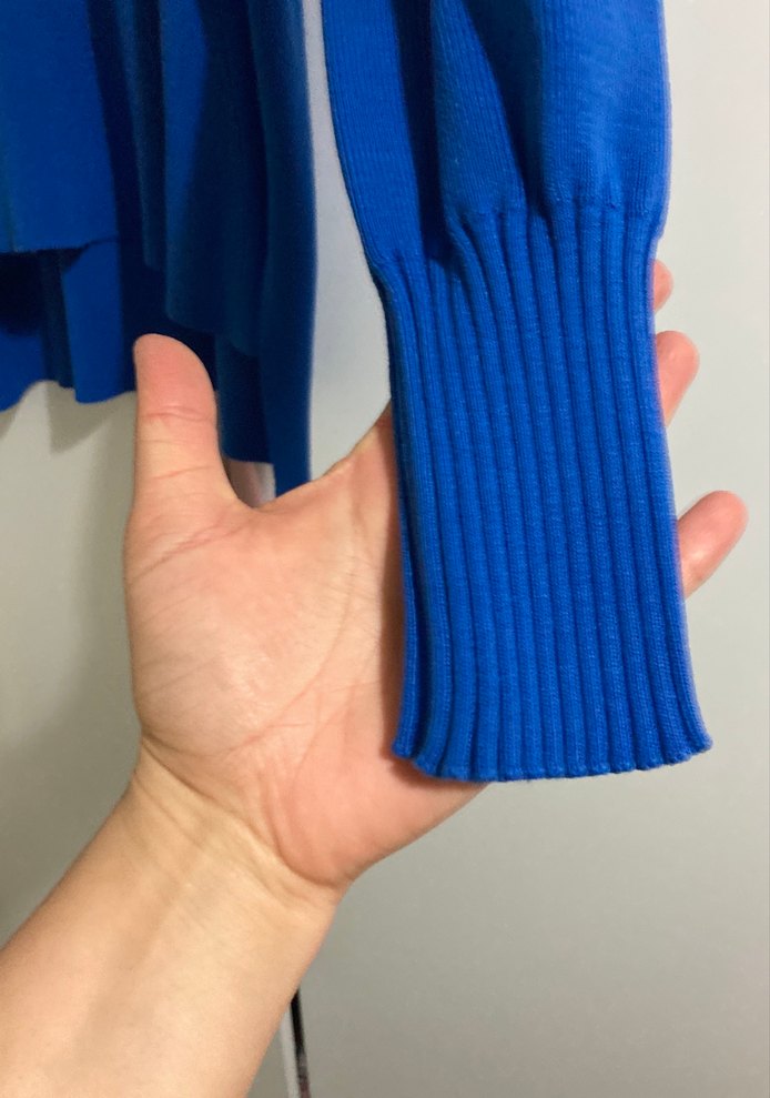 Kadın Mavi V Yaka Triko Kazak - Görsel 3