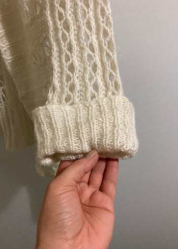 Kadın Beyaz Örgü Bohem Hırka - Görsel 2