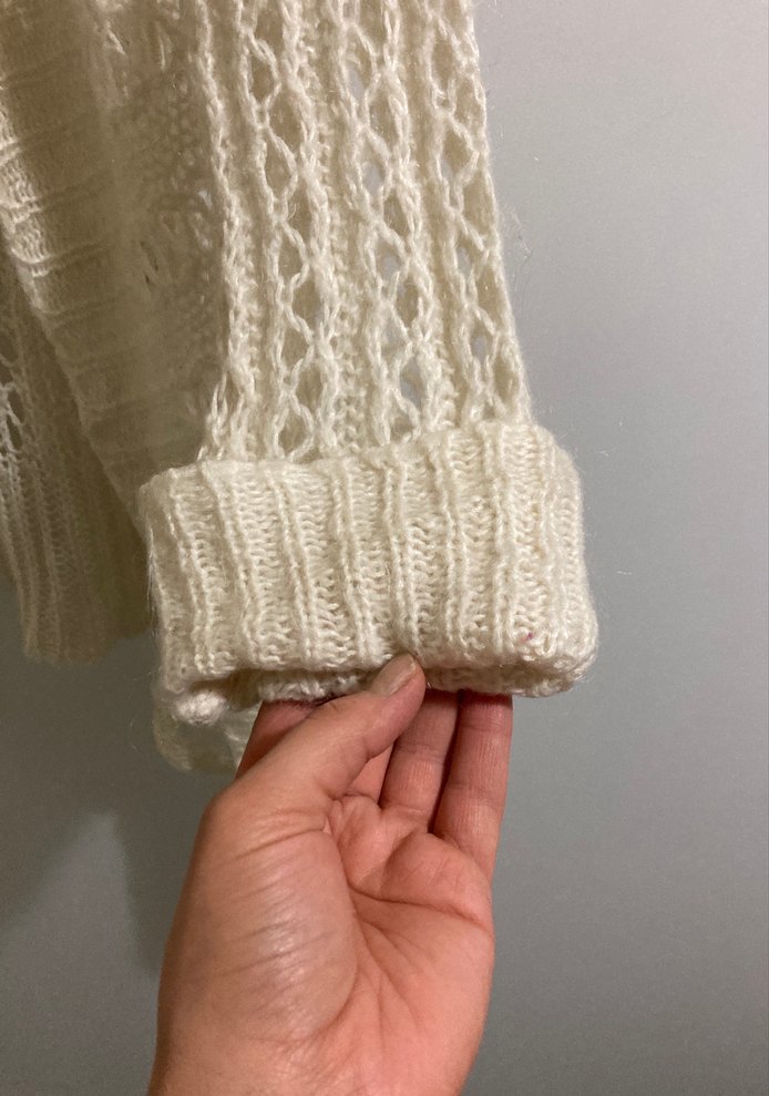 Kadın Beyaz Örgü Bohem Hırka - Görsel 2