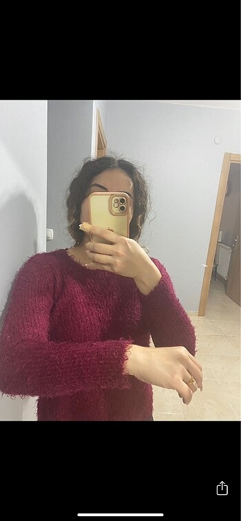 s Beden bordo Renk Bordo kırçıllı yün kazak