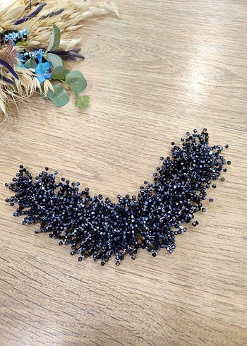 İşlemeli lacivert Boncuklu aksesuar - Görsel 5