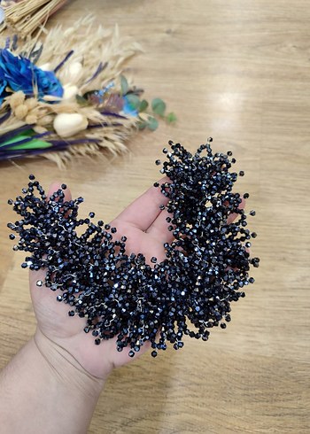 İşlemeli lacivert Boncuklu aksesuar - Görsel 6