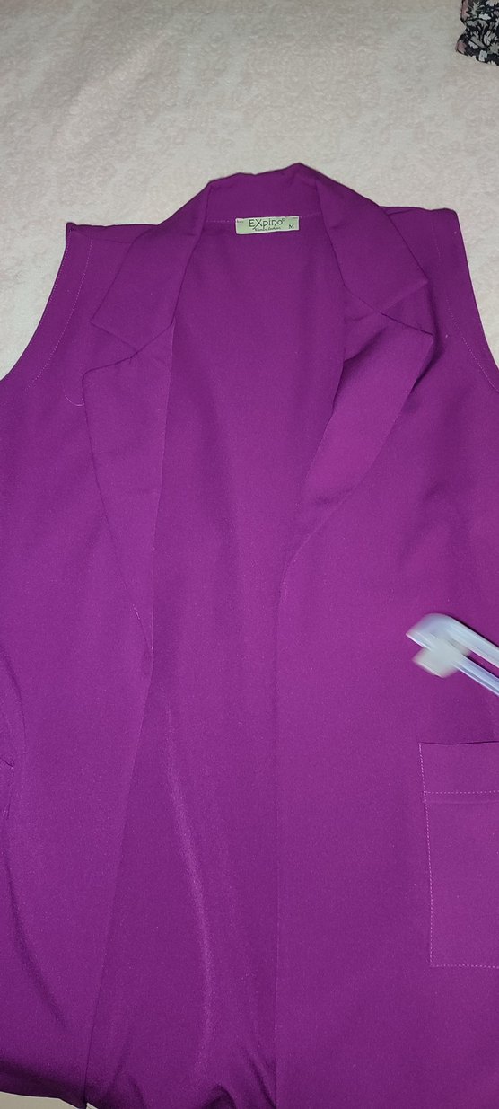 Mor krep yakalı yelek - Görsel 2