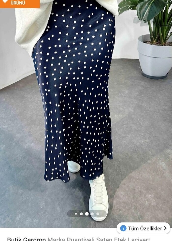 Puantiyeli saten etek - Görsel 2