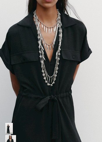 Siyah, Kemerli, Uzun Kollu Kadın Tulum - Görsel 2