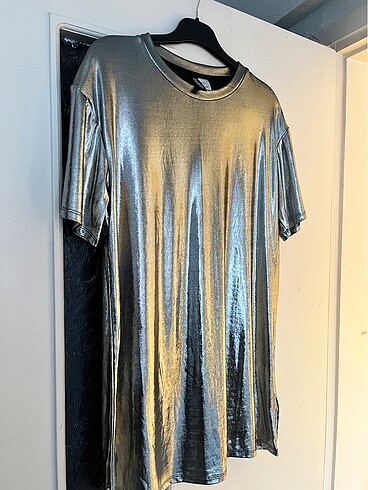 universal Beden gri Renk Hm oversize parlak elbise