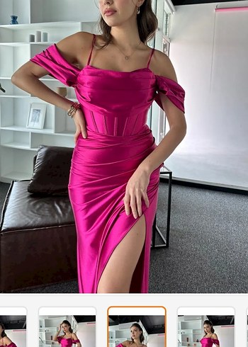 Trendyol & Milla Pembe Drapeli Uzun Kadın Elbise