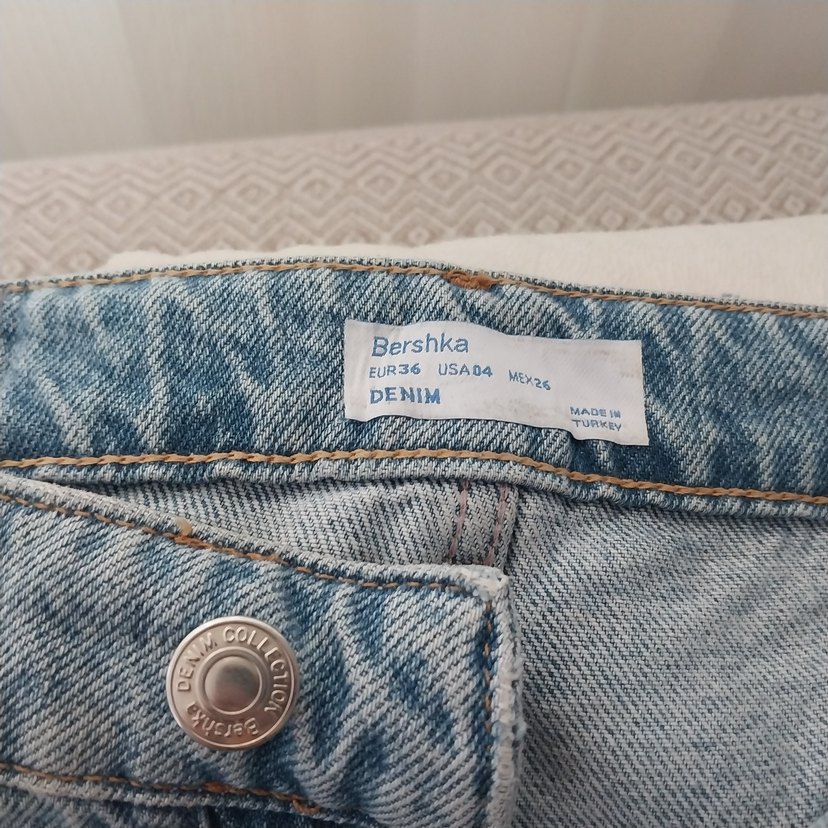 Düğmeli Mavi Kadın Denim Pantolon - Görsel 2