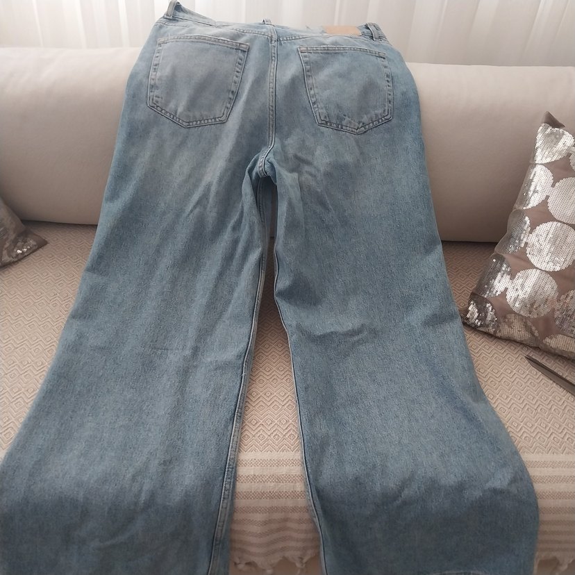 Düğmeli Mavi Kadın Denim Pantolon - Görsel 3