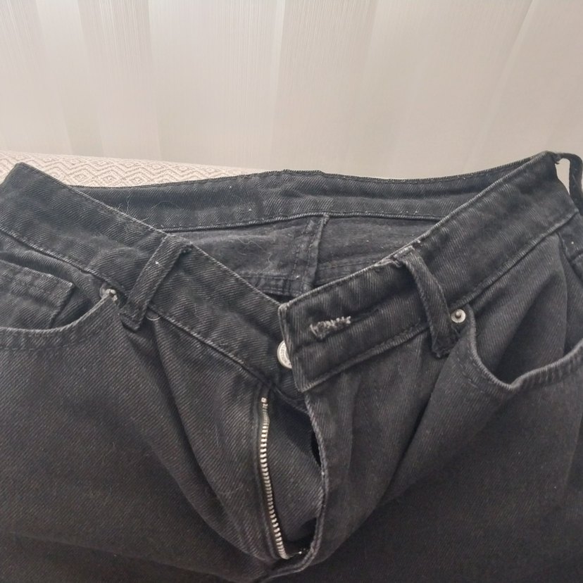 Siyah Bol Kesim Midi Boy Kadın Kot Pantolon - Görsel 2