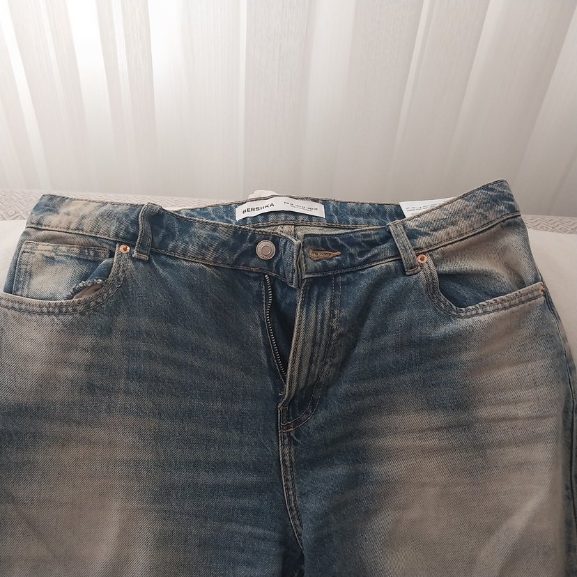 Gri Mavi Midi Boy Bol Kesim Kadın Kot Pantolon - Görsel 3