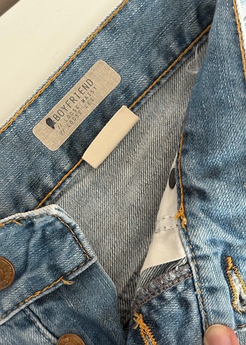 H&M Düğmeli Gri Mavi Kadın Mini Denim Şort