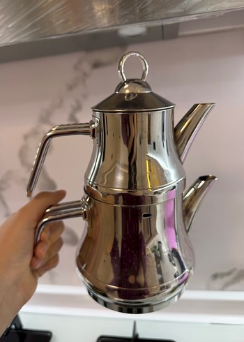 Parlak çelik Çaydanlık - Görsel 5