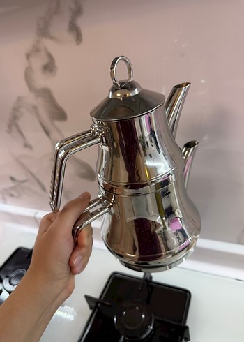 Parlak çelik Çaydanlık - Görsel 6