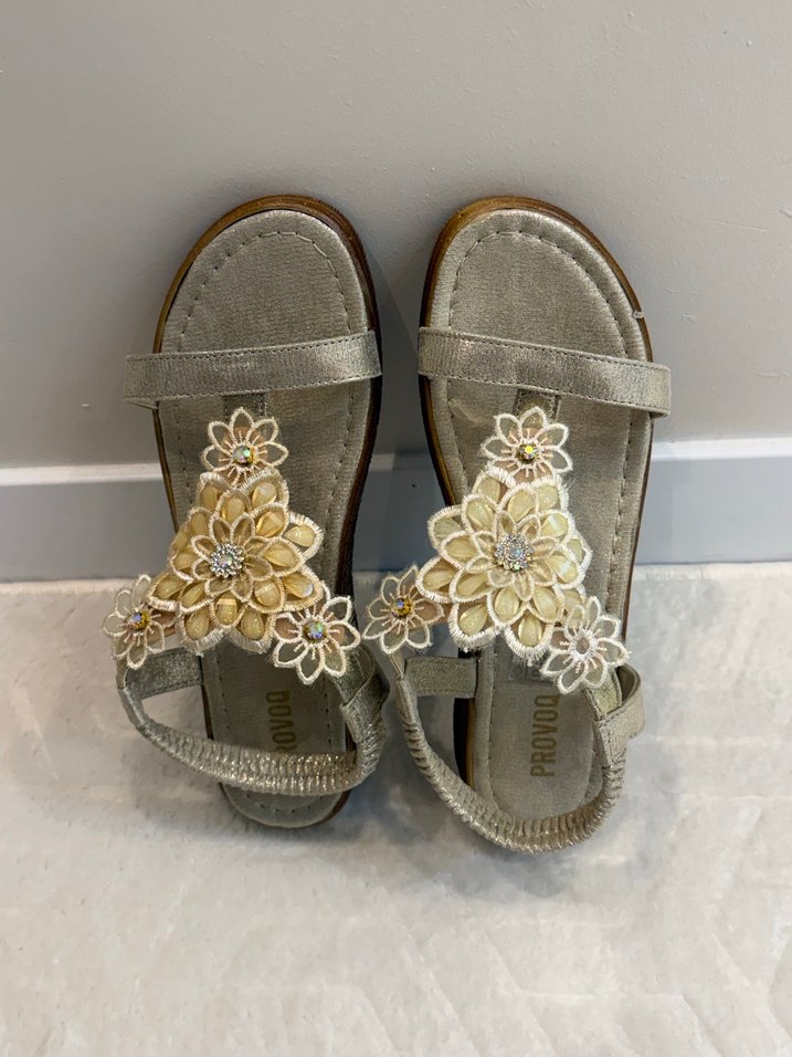 Çiçekli Payetli Kadın Dolgu Topuk Sandalet - Görsel 4