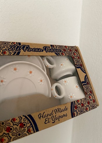 Beyaz Papatya Desenli 2'li Fincan ve Tabak Seti - Görsel 3