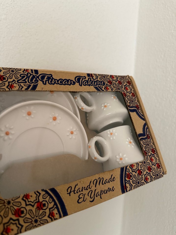 Beyaz Papatya Desenli 2'li Fincan ve Tabak Seti - Görsel 3