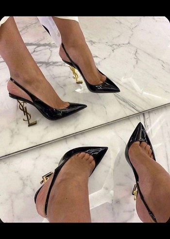 Diğer Siyah Yılan Desenli Stiletto Topuklu Ayakkabı