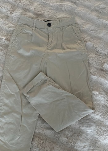 Bershka Bej Kadın Keten Rahat Kesim Pantolon