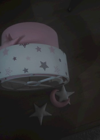 Pembe ve Gri Yıldızlı Abajur Aksesuarı - Görsel 3