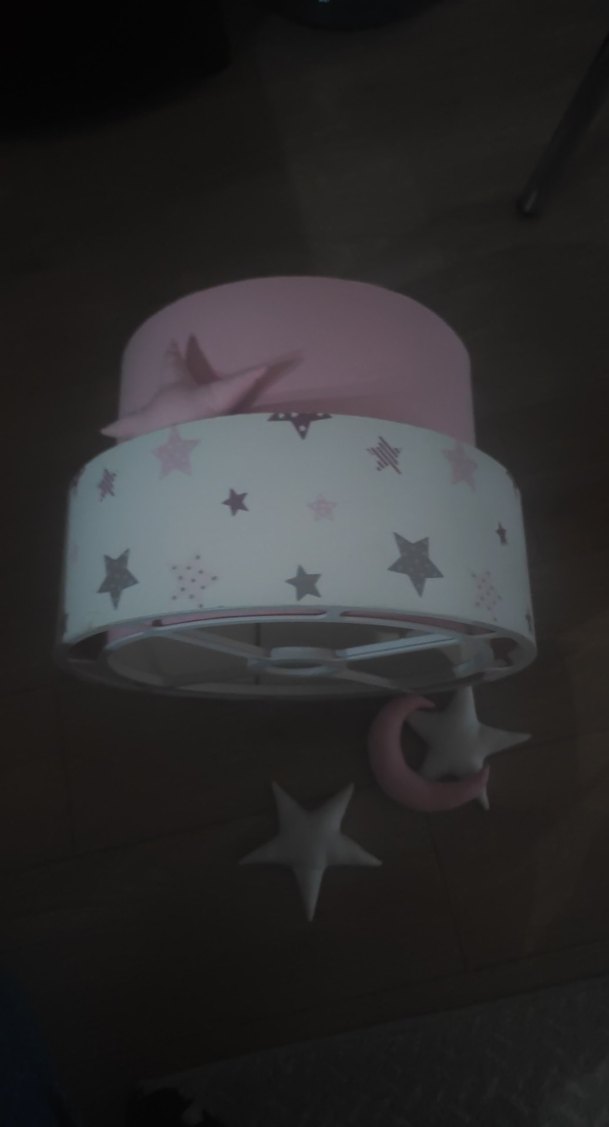 Pembe ve Gri Yıldızlı Abajur Aksesuarı - Görsel 4